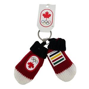 Rare HUDSON'S BAY Canada Winter Olympics Mittens Keychain Bag Charm NEW